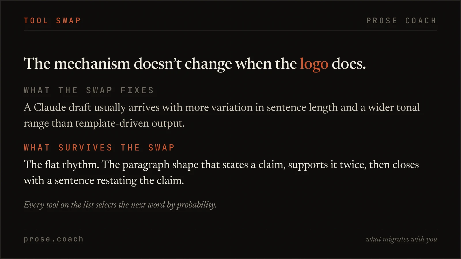 Graphic contrasting what switching from Jasper fixes against the sentence patterns that survive the switch.